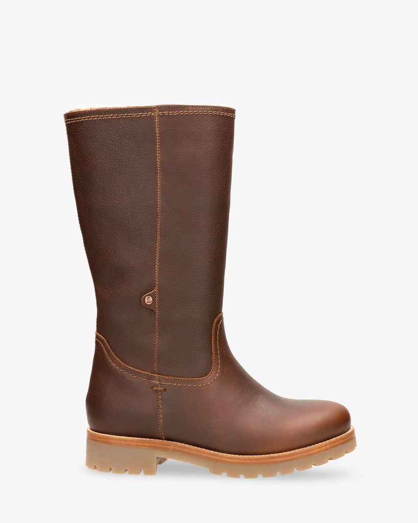 Bambina Igloo botas de piel con forro interior de pelo natural. cuero