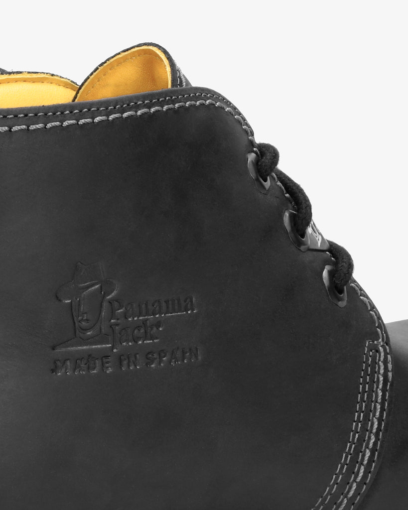 Bota Panama botines de piel con forro interior de piel. negro