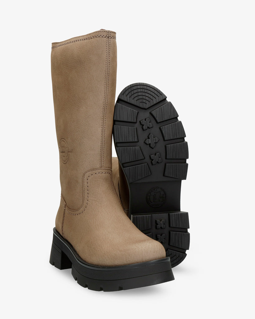 Charis botas de piel con forro interior de pelo. gris