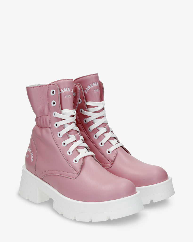 Clementine botas de piel con forro interior de piel. rosa