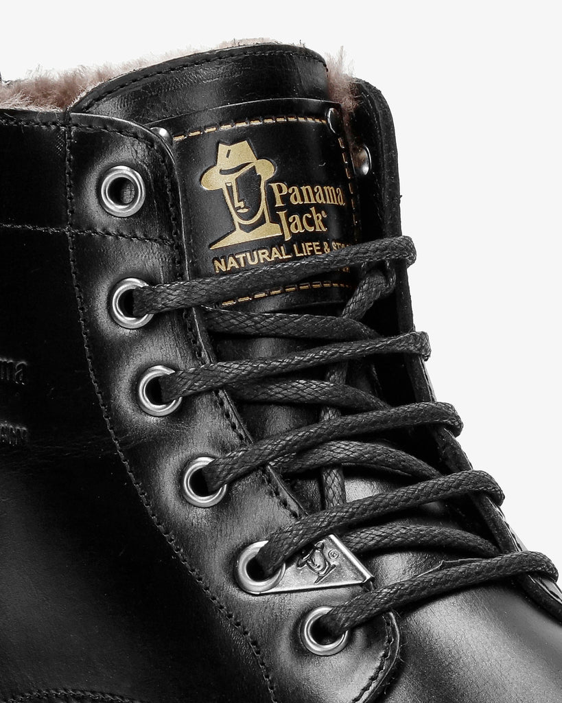 Emery Igloo botines de piel con forro interior de pelo natural. negro