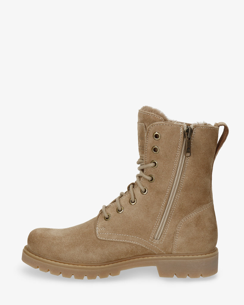 Frisia botas de piel con forro interior de pelo. taupe