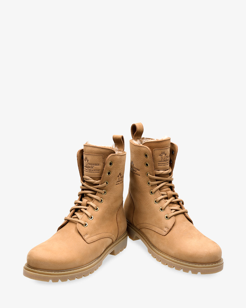 Frisia botas de piel con forro interior de pelo. camel