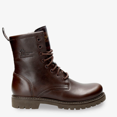 Frisia Plaid botas de piel con forro interior de piel. marron