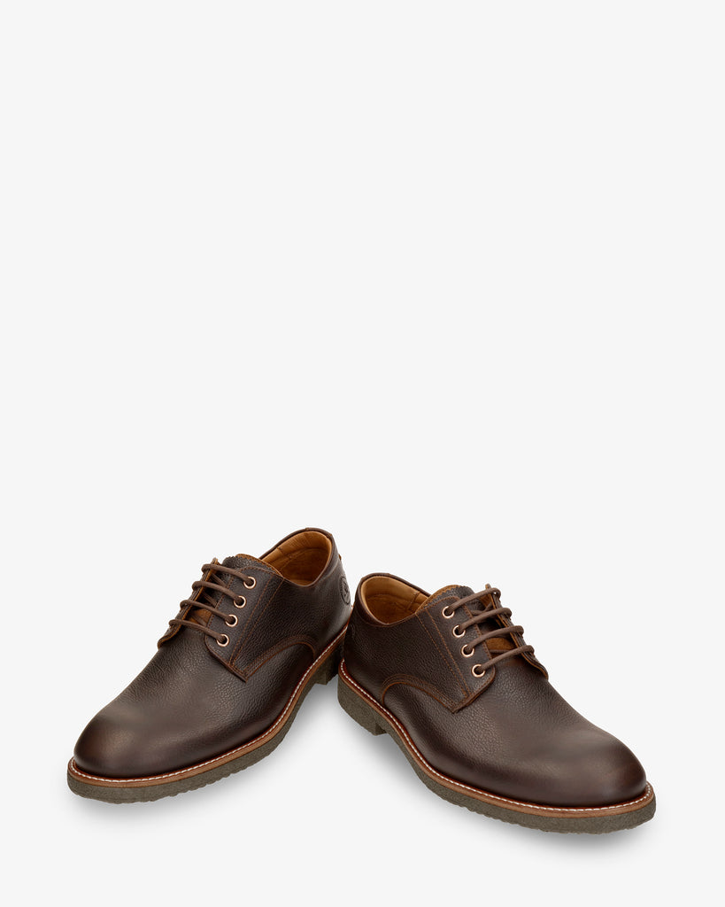 Gante zapatos de piel con forro interior de piel. castaño