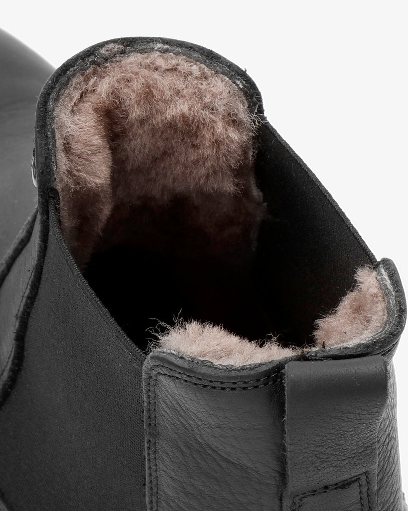 Garnock Igloo botines de piel con forro interior de pelo natural. negro