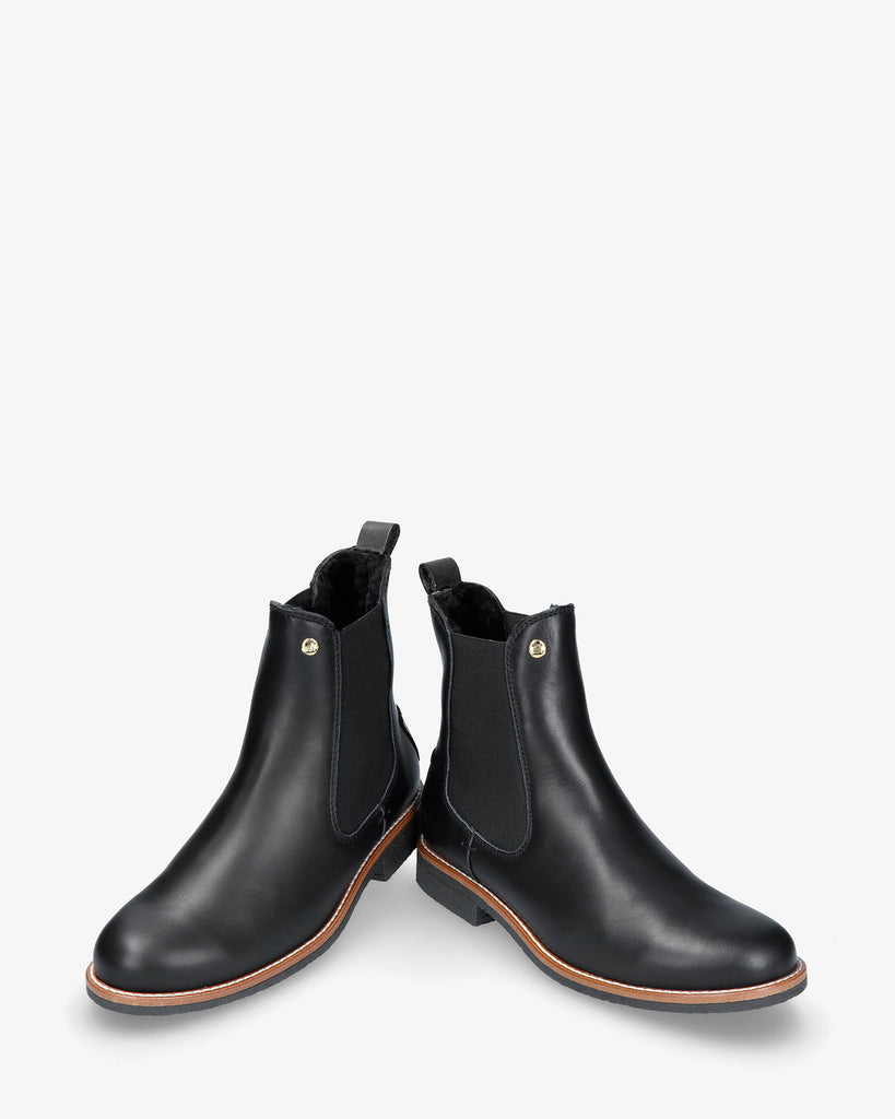 Gillian Igloo Trav botines de piel con forro interior de pelo natural. negro