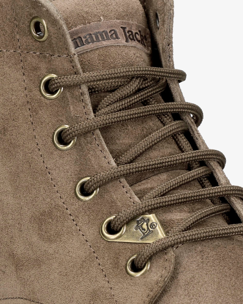 Glasgow Igloo botines de piel con forro interior de pelo natural. humo