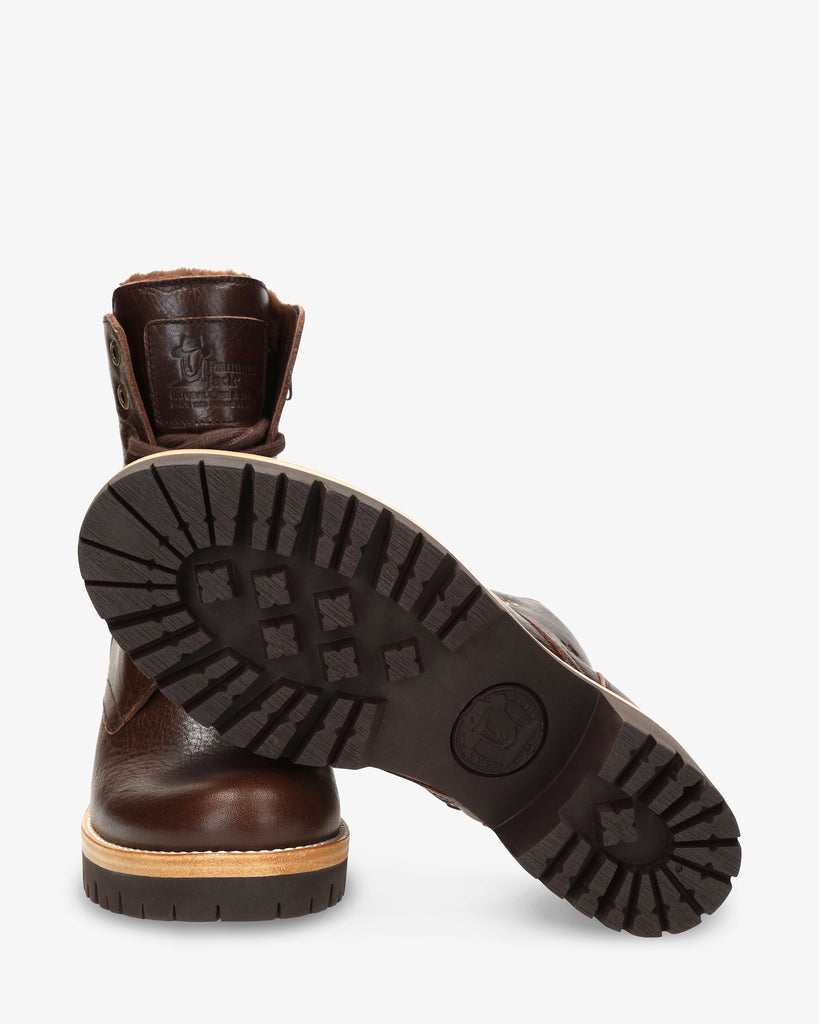 Padma botas de piel con forro interior de pelo. marron