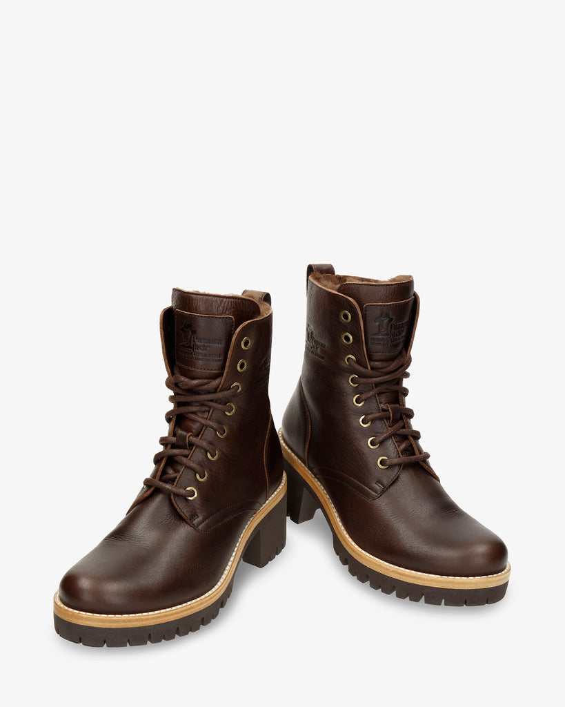 Padma botas de piel con forro interior de pelo. marron