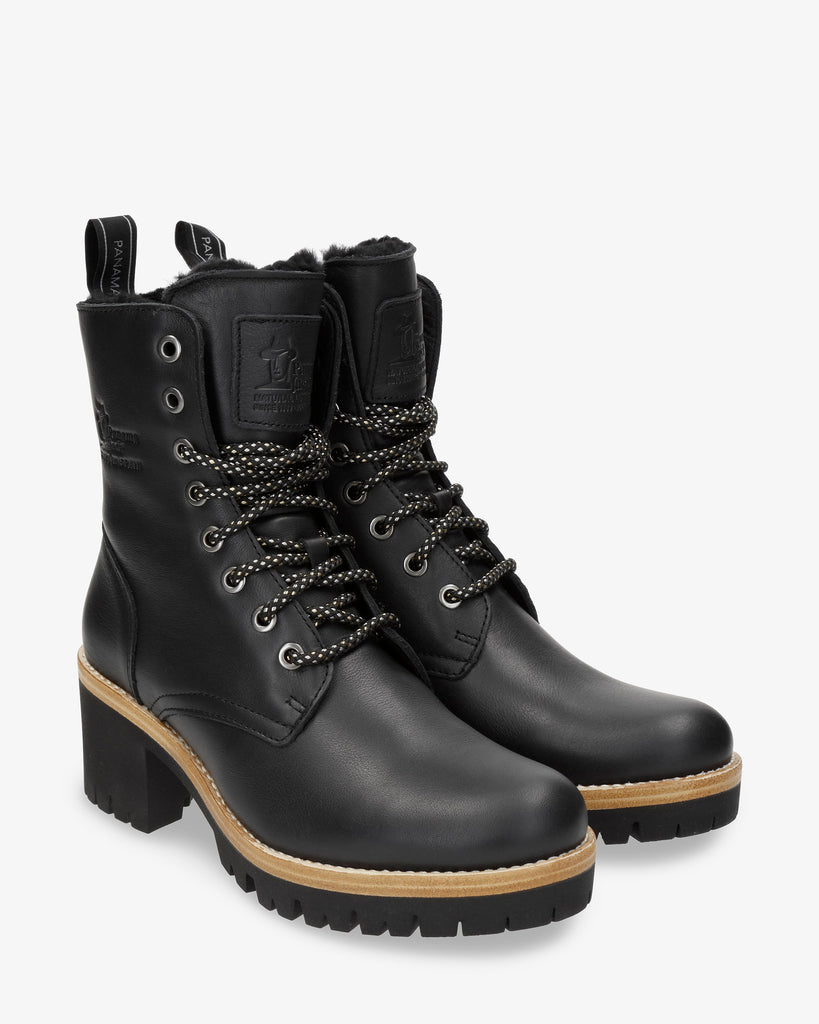 Padma Igloo botas de piel con forro interior de pelo natural. negro