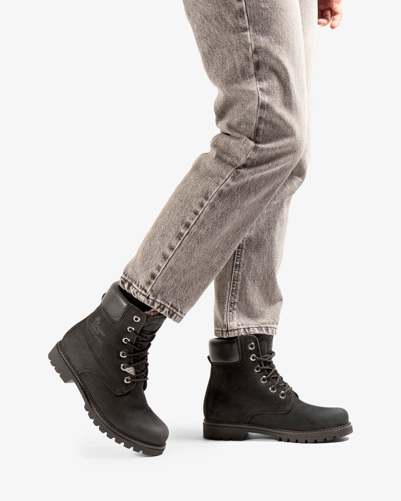Panama 03 botas de piel con forro interior de pelo. negro