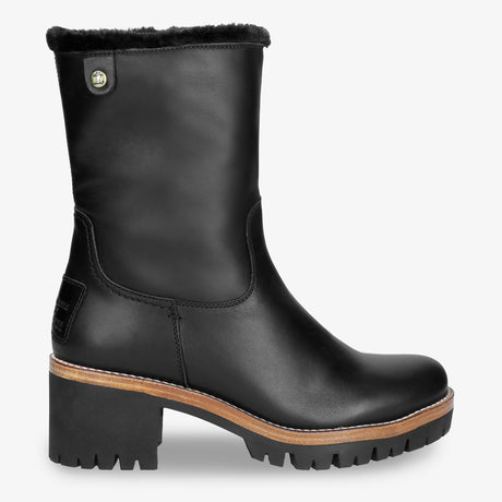 Piola botas de piel con forro interior de pelo. negro