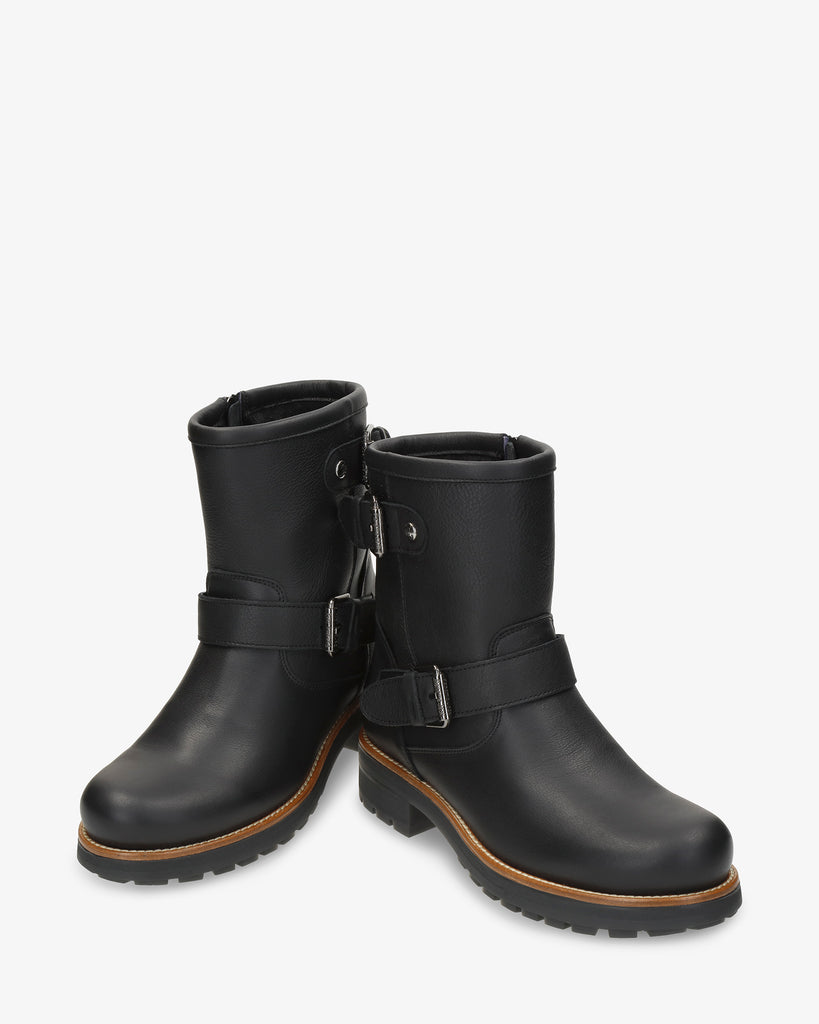 Raily Igloo botas de piel con forro interior de pelo natural. negro