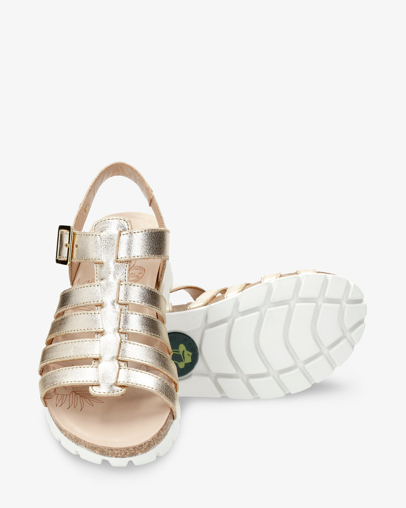 Sasha Shine sandalias de piel con forro interior de piel. oro