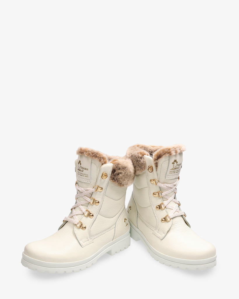 Tuscani botas de piel con forro interior de pelo. blanco